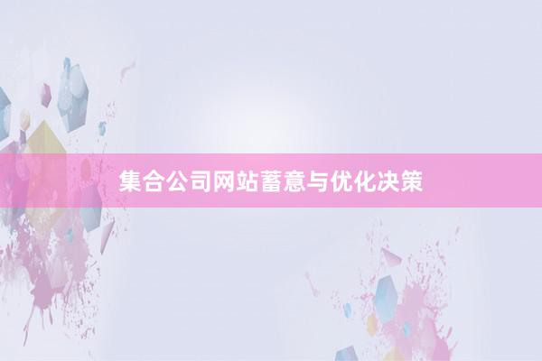 集合公司网站蓄意与优化决策